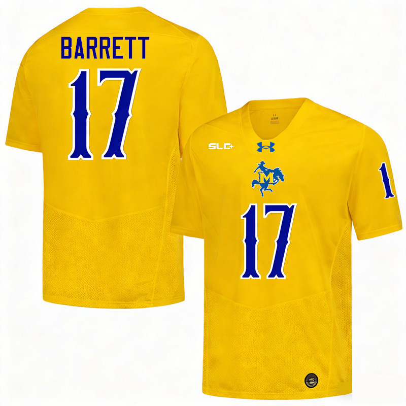 McNeese Cowboys #17 Landon Barrett College Football Jerseys,Uniforms-Gold